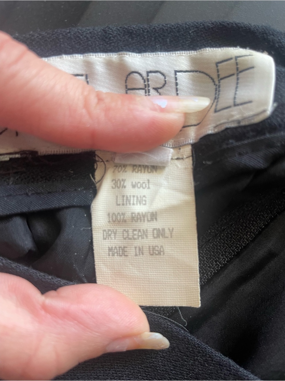 Vintage Isabel Ardee Wool High-Waist Black Pencil Midi Skirt with Front Slit - Picture 5 of 6